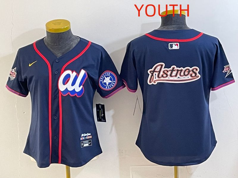 Youth 2025 Houston Astros Blank Drak Blue All star Nike MLB Jersey style 07->youth mlb jersey->Youth Jersey